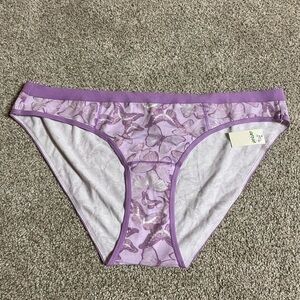 NWT - Aerie Purple Floral Pattern with Butterflies Bikini Bottom, XXL
